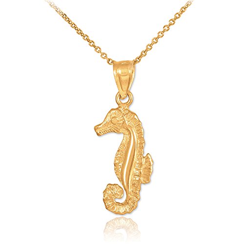 14k Gold Seahorse Charm Pendant Necklace, 18'