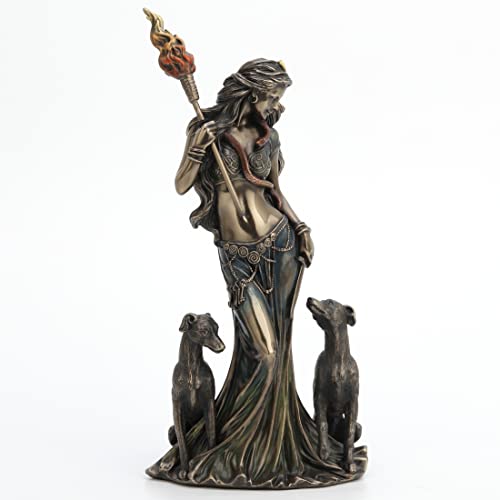 Veronese Design 9 1/4 Inch Tall Hecate Greek Goddess of Magic with Her Hounds Cold Cast Bronzed Resin Sculpture Fantasy Figurine Home Decor Collectible
