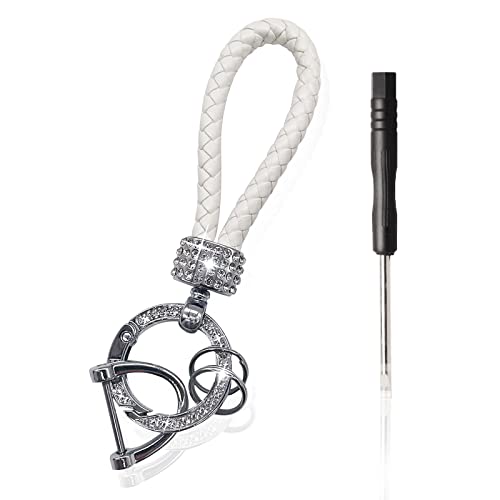 JDDRY Car Keychains for Women Christmas,360° Rotatable Swivel, Anti-Lost D-Ring, 2 Keyrings,Universal Key Fob Keychain,Bling Car Keychain for Women(White&Silver)