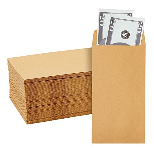 Juvale 100-Pack Brown #7 Small Money Envelopes for Cash, 3.5 x 6.5 Inches Budgeting, Banks, Money Saving Challenges, Currency Envelopes for Coins, Budget Planning, 130 GSM