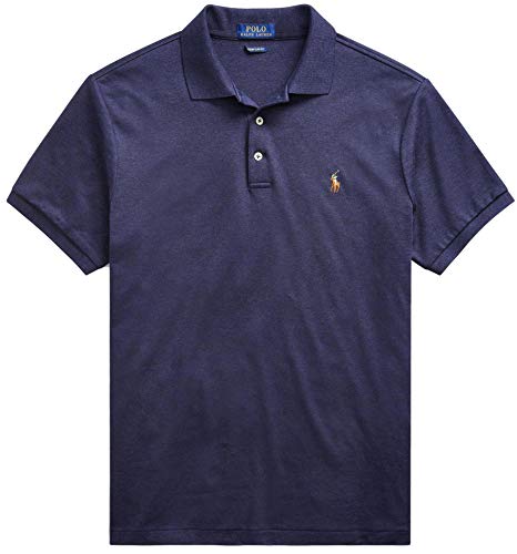 POLO RALPH LAUREN Men's Short Sleeve Knit Pima Polo, Spring Navy Heather, Blue, XL