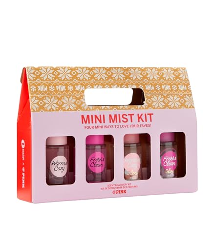 Victoria's Secret PINK 4 Piece Mini Mist Gift Set: Warm & Cozy, Fresh & Clean, Warm & Cozy Glow and Fresh & Clean Glow