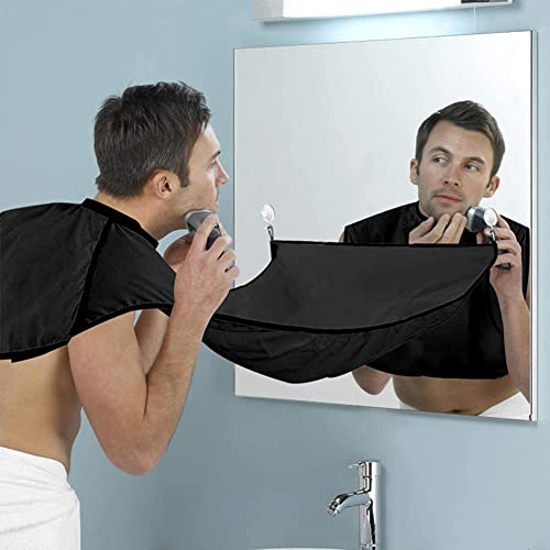 Men Beard Bib Beard Apron,Men Deluxe Cape for Beard Hair Catcher Shaving & Trimming, Non-Stick Beard Cape Waterproof Grooming Cloth, Men's Gifts, Father's Day Gifts, Valentine's Day Gifts(Black)