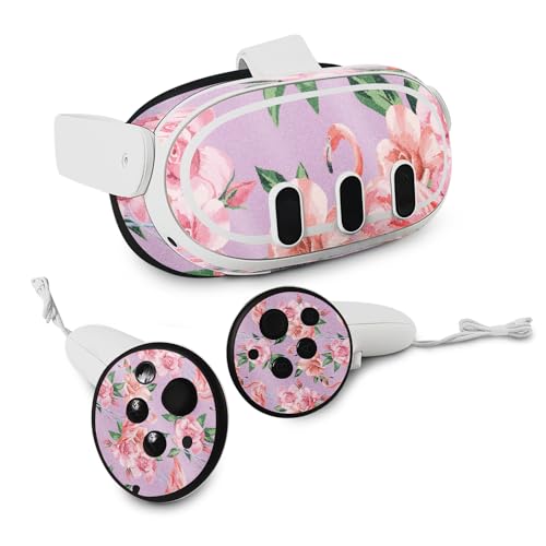 MightySkins Glossy Glitter Skin Compatible with Meta Quest 3 - Flamingo Rose | Protective, Durable High-Gloss Glitter Finish | Easy to Apply