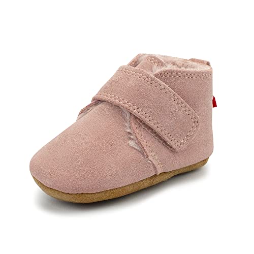 Zutano Unisex Baby Leather Shoes, Faux-Fur-Lined Booties, Winter Boots for Babies, Pink, 12 Months