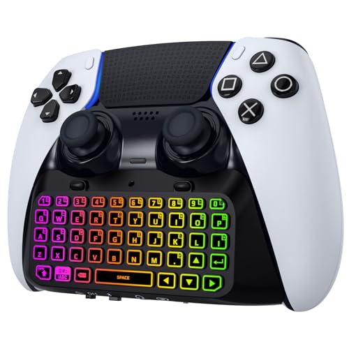 MoKo RGB Backlight Keyboard for PS5 Dualsense Edge Controller, Wireless Mini Gamepad Chatpad with Upgraded Built-in Speaker & 3.5mm Audio Jack for Playstation Edge Controller Accessories