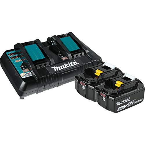 Makita BL1850B2DC2 18V LXT Lithium-Ion Battery and Dual Port Charger Starter Pack (5.0Ah)