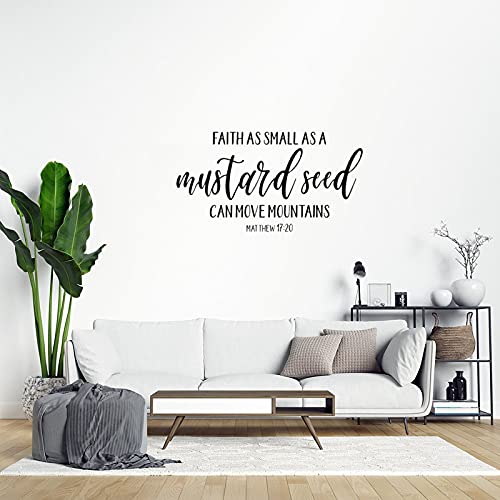 godblessign Faith As Small As A Mustard Seed Decal, Bible Verse Wall Decal, Decor for Home Bedroom Kitchen, Removable Vinyl Sticker for Anniversary Holiday Housewarming,28'
