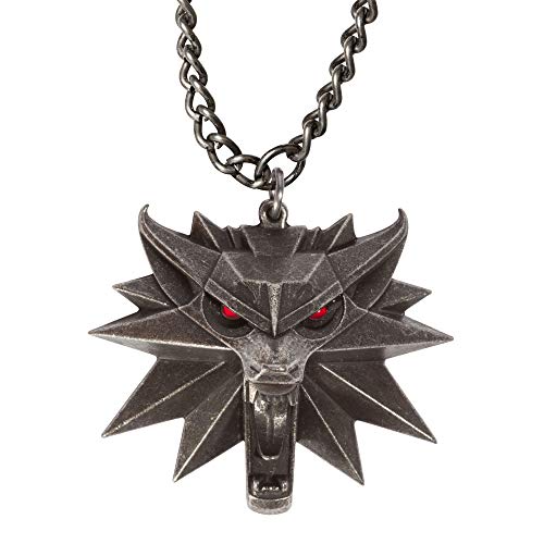 JINX The Witcher 3 Necklace with White Wolf Medallion + LED Eyes