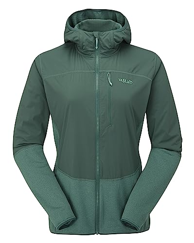 RAB Women's Ascendor Summit Hoody Fleece Jacket for Climbing, Skiing, Backcountry Touring, & Mountaineering - Green Slate/Eucalyptus - Medium