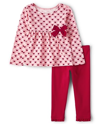 The Children's Place Baby Girls' and Toddler 2 Piece Outfit, Long Sleeve Top and Pant Active Playwear Set, Aztec Ombre, 5T