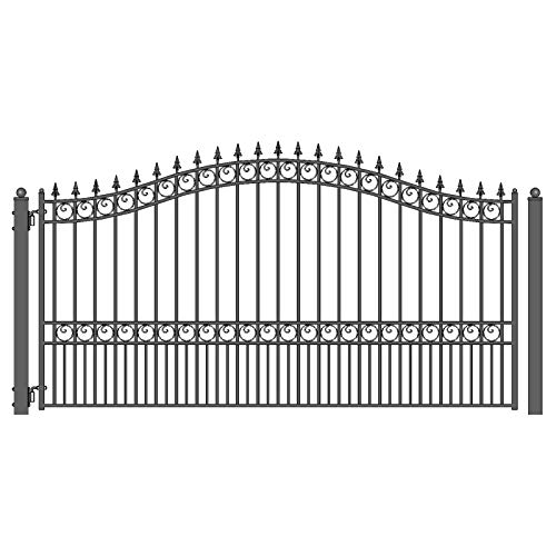 ALEKO Single Swing Driveway Gate | 12 x 6 Feet | Anti-Rust Galvanized Steel Gate | Outdoor Fence Gate | Swing Security Barrier | DG12LONSSW | (12 x 6, Style: London)