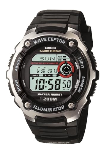 Casio Waveceptor Men's Quartz Illuminator Alarm Chronograph Watch with Black Resin Band (Model: WV200A-1AV)