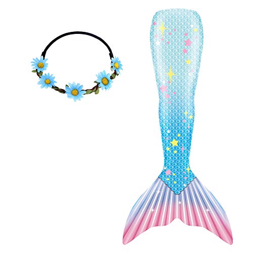 GALLDEALS Mermaid Swimsuit Bathing Suit Cosplay Costume for Kids Girls Adults (No Monofin)