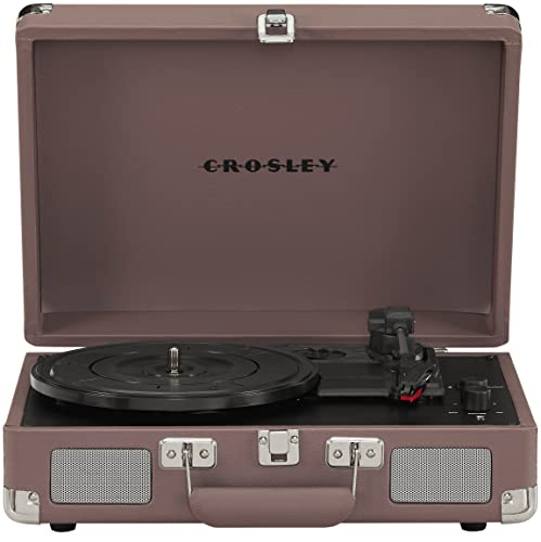 Crosley CR8005F-PS Cruiser Plus Vintage 3-Speed Bluetooth in/Out Suitcase Vinyl Record Player Turntable, Purple Ash