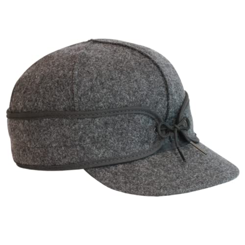 Stormy Kromer Mackinaw Cap - Winter Wool Hat with Earflaps Charcoal