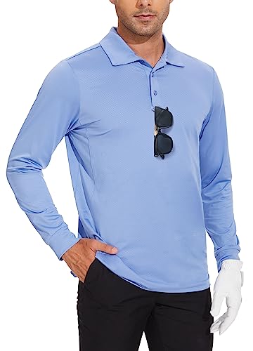 JWM Men's Long Sleeve Golf Polo Shirts - Athletic Casual Travel Performance Collar Shirts Lightweight Quick Dry UPF50