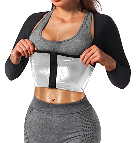 DYUAI Sauna Shirt for Women Weight Loss Sauna Suit for Women Waist Trainer Sweat Vest Workout Body Shaper Long Sleeve(6003-07-XXXL)