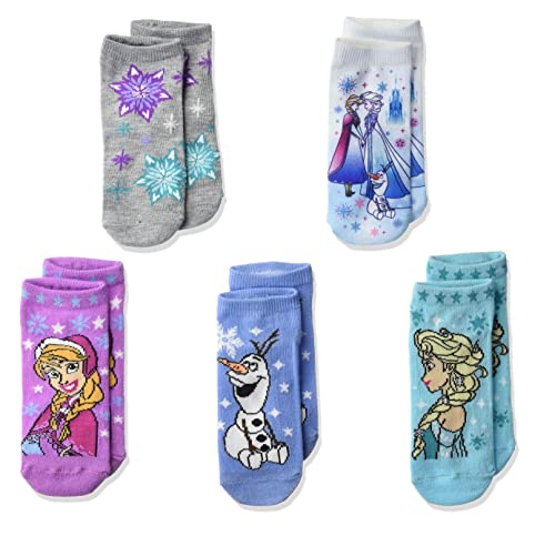 Disney Frozen Girls 5 Pack Shorty, assorted sherbet, Fits Sock Size 6-8.5 Fits Shoe Size 7.5-3.5