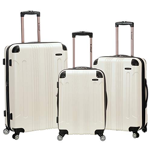 Rockland Hardside Expandable Luggage with Spinner Wheels, White, 28-24-20-Inch