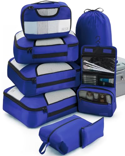 Veken 8 Set Packing Cubes for Suitcases, Travel Bag Organizers for Carry on Luggage, Suitcase Organizer Bags Set for Travel Essentials Travel Accessories in 4 Sizes(Extra Large, Large, Medium, Small)