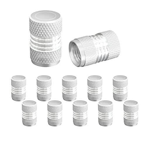 12PCS Car Tire Valve Stem Caps, Corrosion Resistant Aluminum Alloy Leak-Proof Car Wheel Pressure Caps Cover, Auto Accessories Universal for Vehicle SUV Truck Motorcycle Bike (Silver)