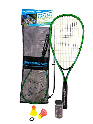 Speedminton Start Set - Original Speed ​​Badminton/Crossminton Starter Set Including 2 Rackets, 2 Speeder, Mesh Bag, Green, One Size (SM01-START-10)