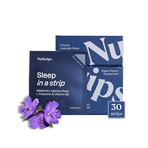 NuStrips Sleep in a Strip | Oral Sleep Strips with 5mg Melatonin, Valerian Root, L-Theanine, and Vitamin B6 | Works Faster Than Gummies | 100% Natural | 30 Individually Wrapped Strips