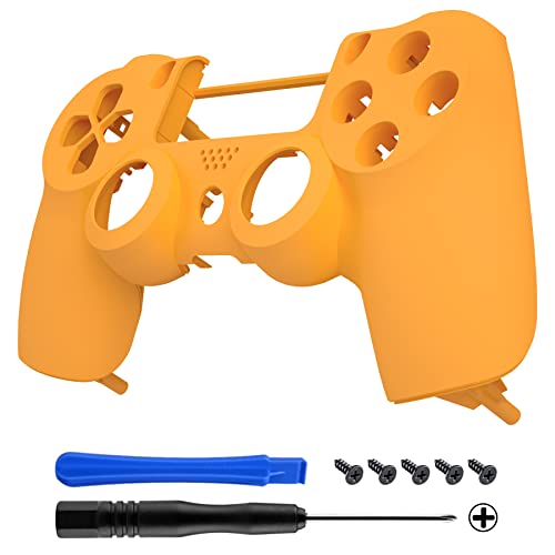 eXtremeRate Caution Yellow Soft Touch Replacement Front Housing Shell Cover Compatible with ps4 Slim Pro Controller CUH-ZCT2 JDM-040/050/055 - Controller NOT Included