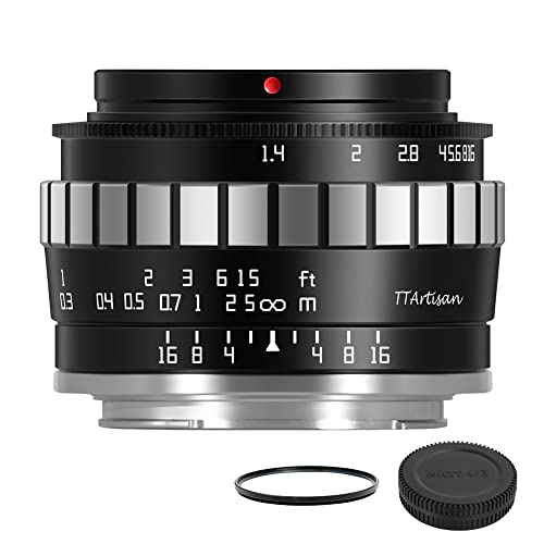 TTArtisan 23mm F1.4 APS-C Manual Focus Lens for Panasonic/Olympus MFT M4/3 Mount epm1 emp2 E-PL1 E-PL2 E-PL3 E-PL5 E-PL6 G2 G3 G5 G6 G7 G9 GH1 GH2 GH3 GH4 GH5 GH5S Black and Silver
