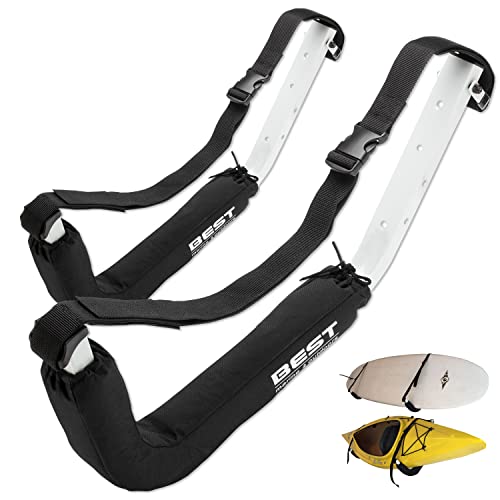 Best Marine Kayak Storage Rack, 2 Premium Wall Mount Racks for Kayaks & SUP Paddle Boards, 125lb Weight Capacity, Indoor Outdoor Paddleboard & Kayaking Accessories