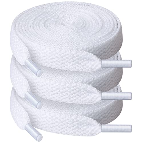 UpUGo 3 Pair Flat Shoe laces, 5/16' Wide Shoelaces for Athletic Running Sneakers Shoes Boot Strings