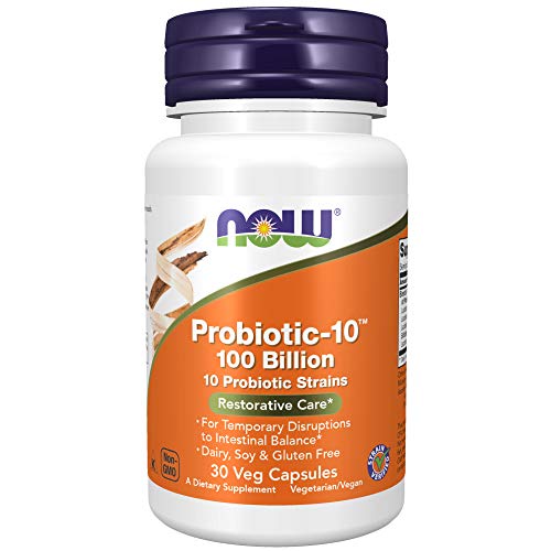 NOW Supplements, Probiotic-10, 100 Billion, with 10 Probiotic Strains,Dairy, Soy and Gluten Free, Strain Verified, 30 Veg Capsules