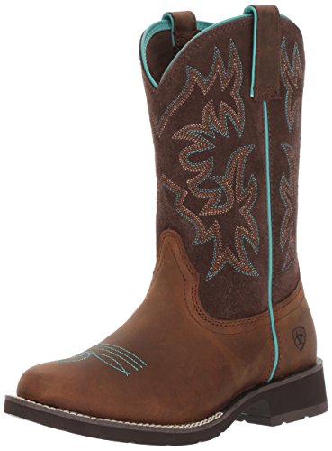 Ariat Womens Delilah Round Toe Western Boot Distressed Brown/Fudge 7