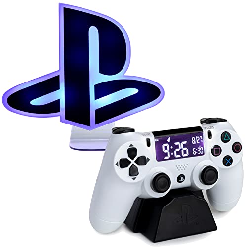 PlayStation Controller Alarm Clock and Logo Light, PlayStation Merchandise and Game Room Decor