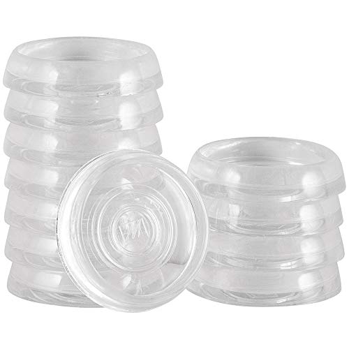 SoftTouch 1 3/8' Round Furniture Caster Cups for Carpet or Durable Hard Floors, 12 Pack, Clear, 12 Count (Pack of 1)