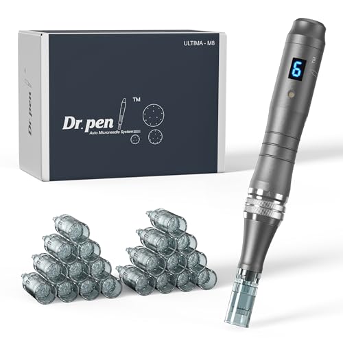 Dr.Pen Ultima M8 Microneedling Pen: Dr. Pen Wireless Professional Microneedle Machine with 20 Cartridges - Microneedle Skin Pen for Face & Body & Hair Beard Growth