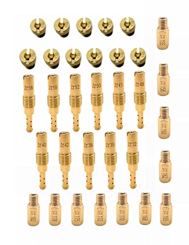 YAMAKATO Aftermarket 33pcs Carburetor Jet Kit w/ 11pcs Slow Pilot Jets and 22pcs Main Jets for Honda PWK Keihin OKO CVK KOSO PE PWM Yamaha Mikuni Carb Upgrade and Rebuild