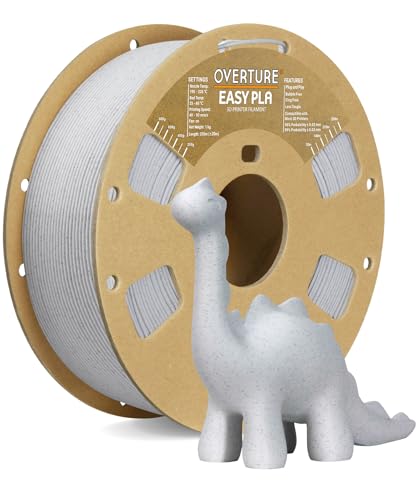 OVERTURE Easy PLA 1.75mm 3D Printer Filament, 1kg PLA Cardboard Spool (2.2lbs), Dimensional Accuracy +/- 0.02mm, Fit Most FDM Printer (Easy Rock White)