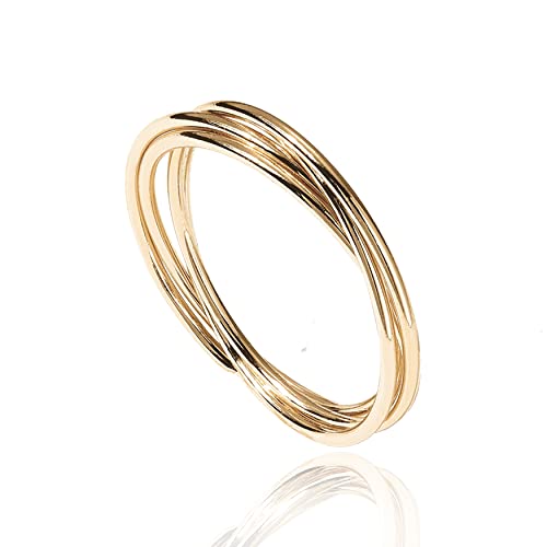 PAVOI Four Way Spinning Anxiety Ring (interlocked, Yellow Gold, 9)