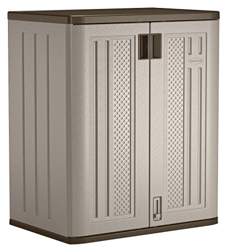 Suncast Heavy Duty Base Construction Storage Garage Organizer with Metal Reinforced Shelving, Low Maintenance, and Double Wall Construction, Silver