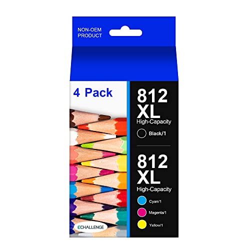812XL New Upgraded Chips Remanufactured Ink Cartridges Replacement for Epson 812 XL T812XL Ink Cartridge to use with WF-7820 WF-7840 WF-7310 EC-C7000 (BCMY, 4 Pack)