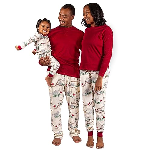 Burt's Bees Baby Baby Toddler 2-Piece Family Jammies Matching Holiday Organic Cotton Pajamas, Santa's Sleigh, 3T