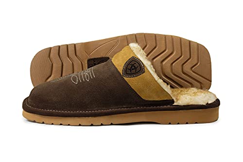 ARIAT Men's 2850 Silversmith Outdoor Indoor Western Suede Foam Cushioned Square Toe Slipper Loafer, Chocolate/Chestnut, 10