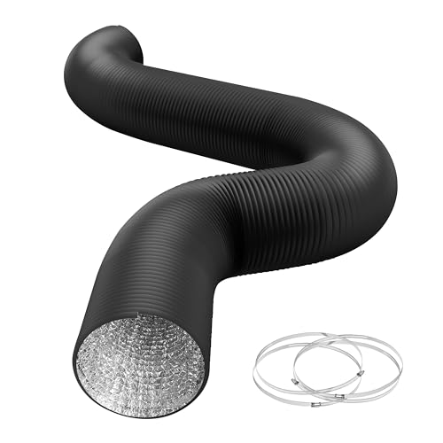 HealSmart 12' 25 Ft Aluminum Ducting Flexible, Heavy-Duty Four-Layer Protection with 2 Duct Clamps, Dryer Vent Hose for Heating Cooling Ventilation and Exhaust Fan