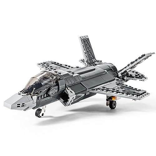 DAHONPA F-35 Lightning II Fighter Military Army Airplane Building Bricks Set, 640 Pieces Air-Force Build Blocks Toy, Gift for Kid and Adult