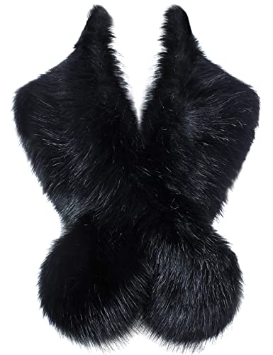BABEYOND Women's Faux Fur Shawl Party Faux Fur Collar Fur Wraps for Winter Bridal Wedding Cover Up