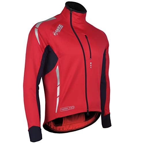 Zimco Pro Men Winter Cycling Jackets High Viz Bicycle Jersey Windproof Thermal Insulated Jacket (XL, Red)