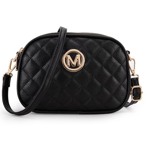 Montana West Crossbody Bags for Women Trendy Purses Small Quilted Shoulder Handbag with Double Compartments MWC-231BK