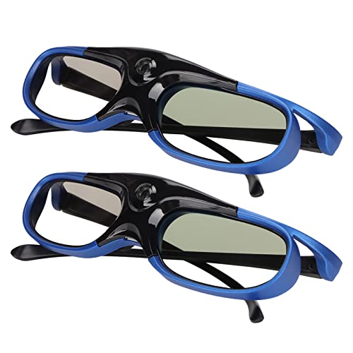 2Pcs DLP Link 3D Glasses, 144Hz Rechargeable Active Shutter Glasses for All DLP Link 3D Projectors, Built in 80 mAh Battery, for XGIMI ZX4 H1, for JMGO G1 G3 X1, for Acer, for Optoma
